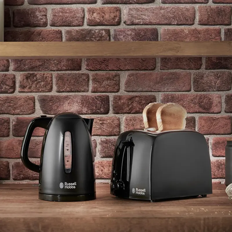 Russell Hobbs Textures Electric 1.7L Cordless Kettle (Fast Boil 3KW, Black premium plastic, matt & high gloss finish, Removable washable anti-scale filter, Push to open lid, Perfect pour spout) 21271 2