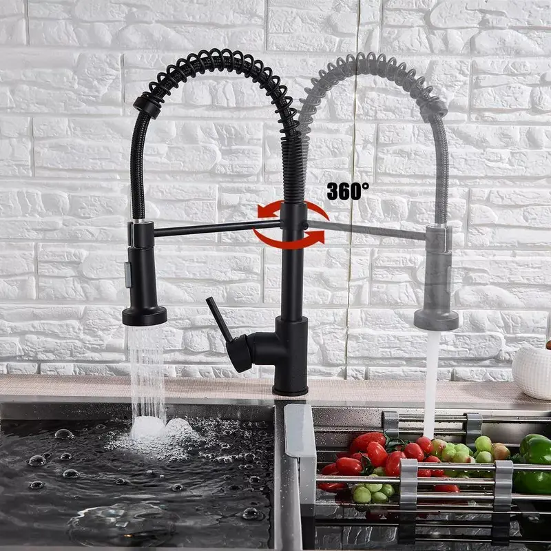 Matt Black Single Lever Kitchen Sink Mixer Tap with Pull Out Hose Spray - Easy Installation 7