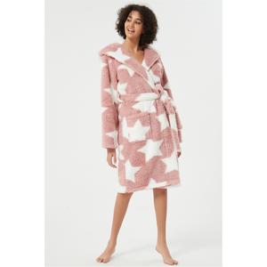 Linea Womens Sherpa Star Dressing Gown Fluffy