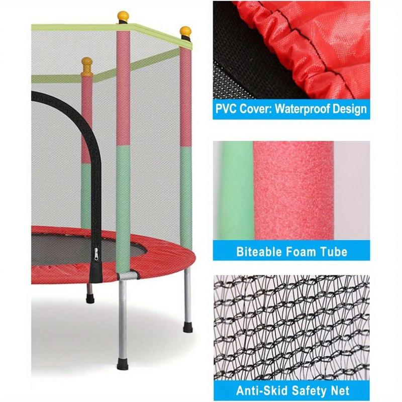 5 FT Trampoline With Safety Net Cover And Accessories Free Space Hopper For Indoor And Outdoor Use Red 0