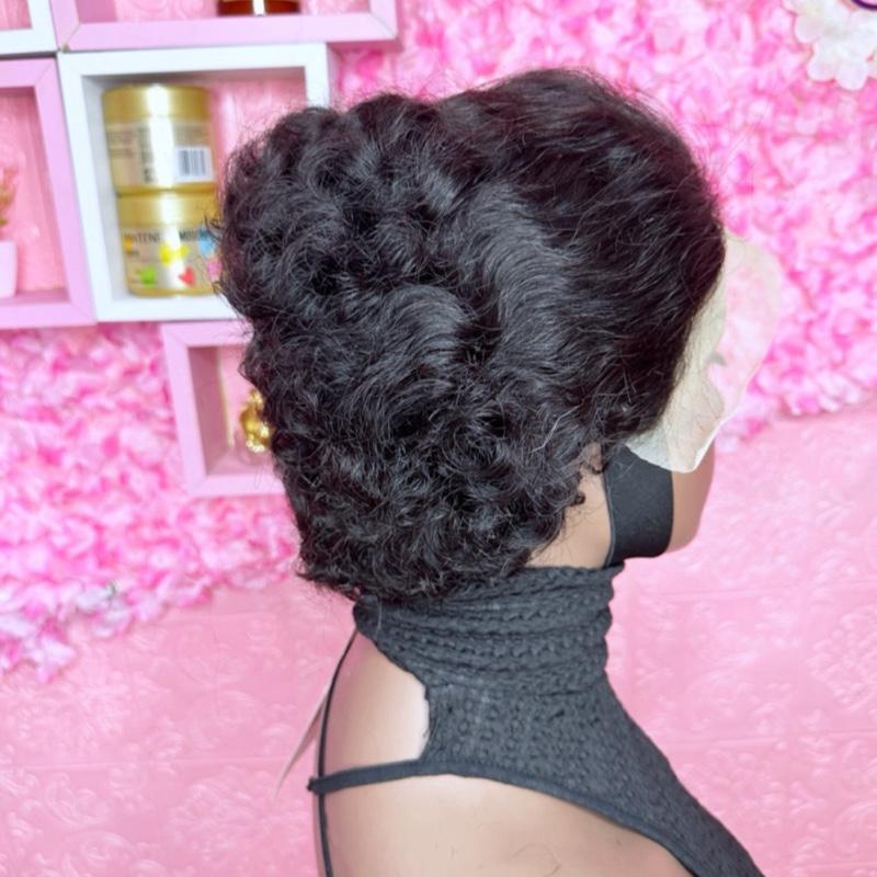 Human hair full frontal 13 by 4 lace wig 4