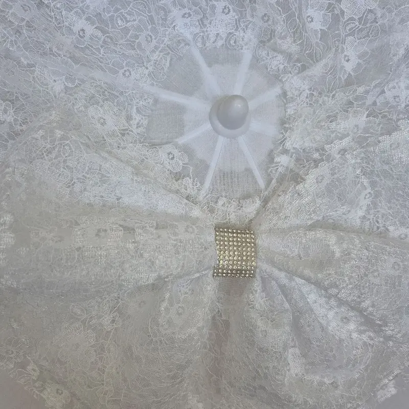 Pram/Pushchair Parasol Universal  White lace Frills and Bows 4