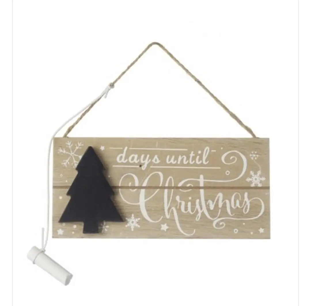 Christmas Countdown Wooden Sign 15cm With Chalk