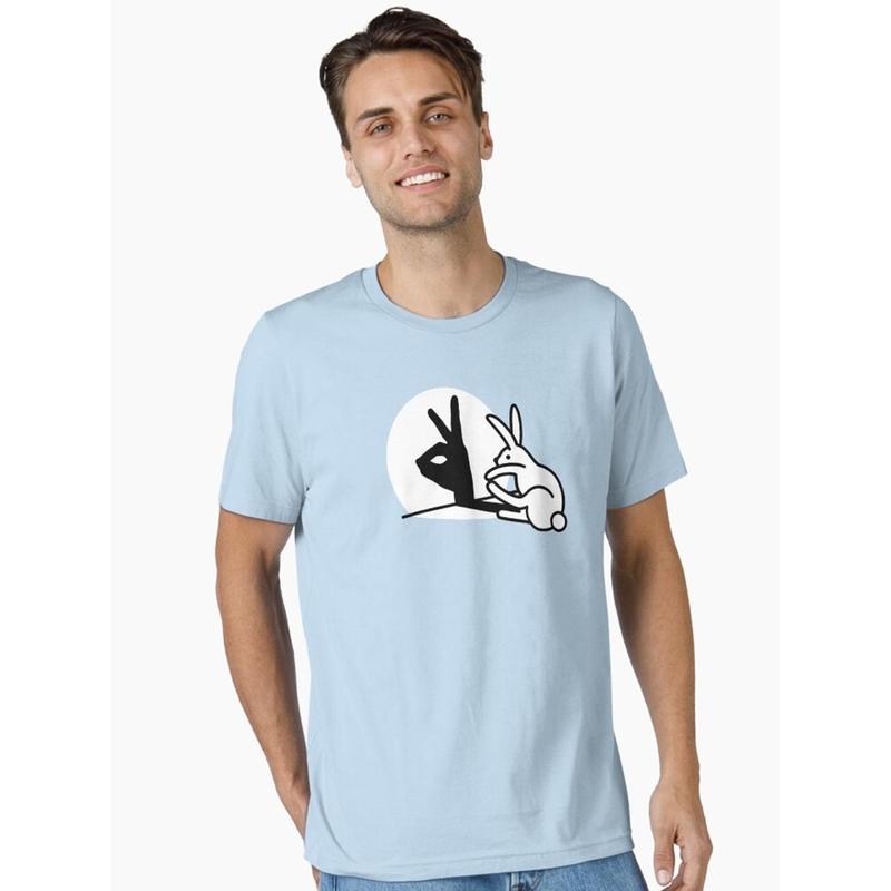 Funny Rabbit Hand Shadow Puppets T-Shirt – Quirky Pop Art Tee for Humor Lovers, Artists & Retro Style Fans 1