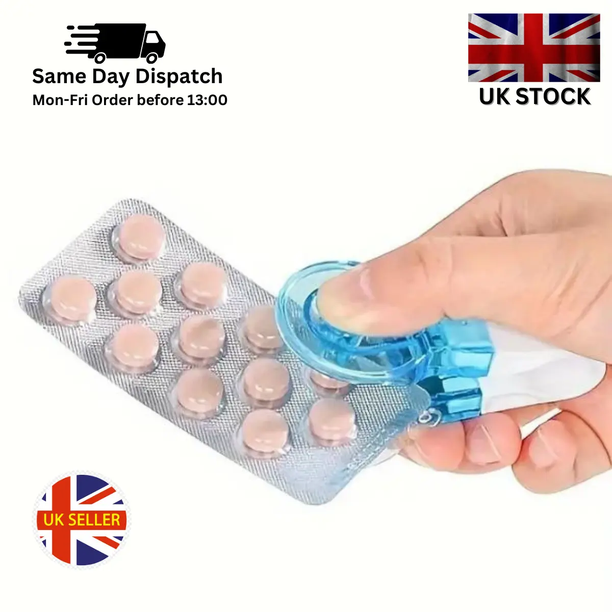 Easy Pill Extractor & Storage Box – No More Struggles with Blister Packs!, Healthcare, Plastic, Medicine,