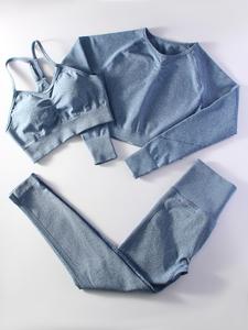 Women's Solid Crop Top & Bra & High Waist Leggings Tracksuit Set, Casual Comfy Breathable Fitness for Yoga Gym Workout Running, Ladies Sportswear for All Seasons Valentine's Day