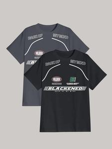 Men's Letter Print Short Sleeve Tee, Casual Round Neck T-shirt for Summer, Fashion Men's Top for Daily Wear, Tropical