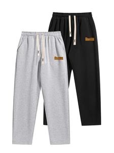 Men's Letter Patched Drawstring Waist Sweatpants, Casual Pocket Pants for Spring & Fall, Fashion Men's Bottoms for Daily Wear