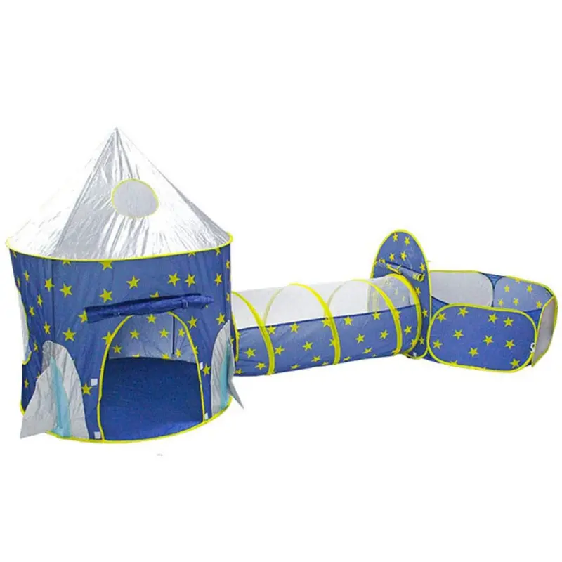 Kids 3 In 1 Play Tent Crawl Tunnel Pop Up Ball Pit Playhouse Toddler Toy Room 5
