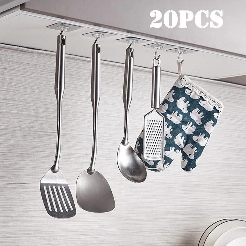 🔑 10/20Pcs Transparent Self-Adhesive Wall Hooks – Strong Suction Cup Hangers for Kitchen & Bathroom 7