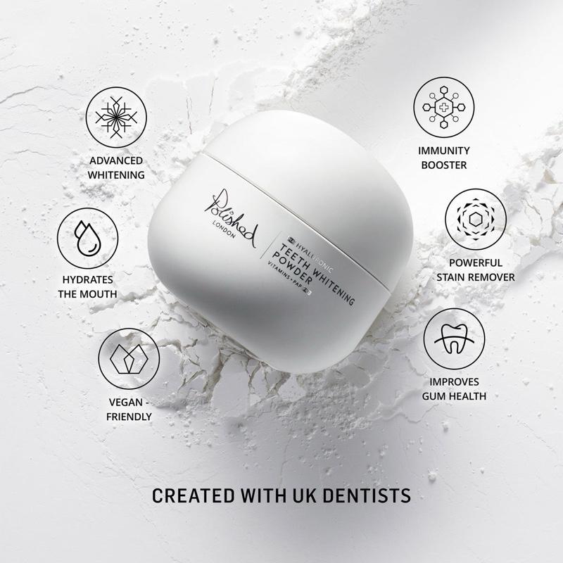 Polished London Teeth Whitening Bundle Set with Hyaluronic and Menthol for Sensitive Teeth Oral Gentle Peroxide Daily Powder viral teeth  whitening non  peroxide home easy whitener hydroxy apatite 3