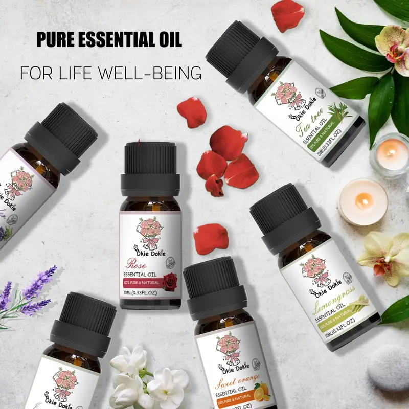 Essential Oil Set, 6 x 10ml, 100% Pure Natural Oils - Top 6 Aromatherapy Oils Gift Set-6 Pack - Lavender, Rose, Lemongrass, Tea Tree, Jasmine, Sweet Orange for Diffusers for Home, Sleep, Massage 4