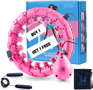 Bewish Weighted Hula Hoop Buy 1 Get 1 Free with Free Rope Exercise 28 Detachable Knots Hula Hoop with Weight Ball Suitable for 36-38 Inches Waist Fitness Equipment with Nylon Bag