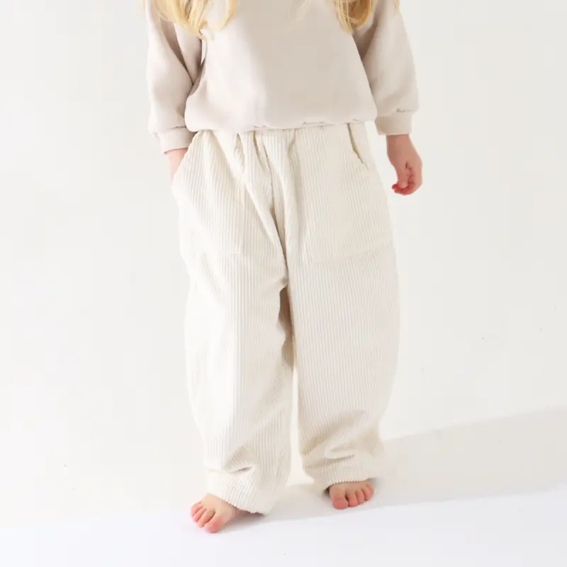 Corduroy Cotton Fleece Trousers - Vanilla 0