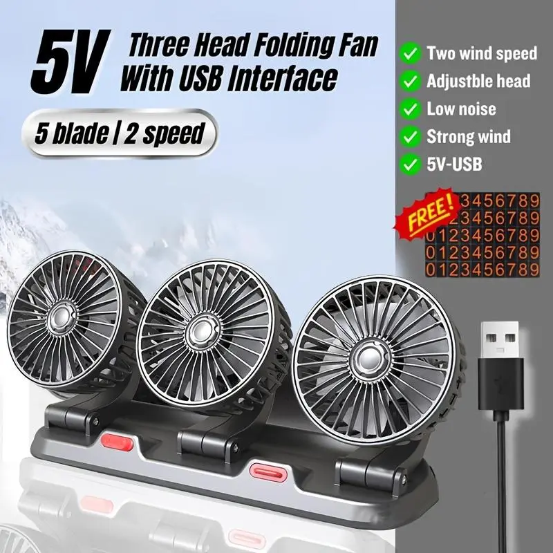 1pc USB Interface Electronic fan, Car Fan, Voltage 5V power 15W, two-speed wind speed adjustment with parking sign for home and car use, USB fan compatible with laptop, Computer Accessories, USB Gadgets