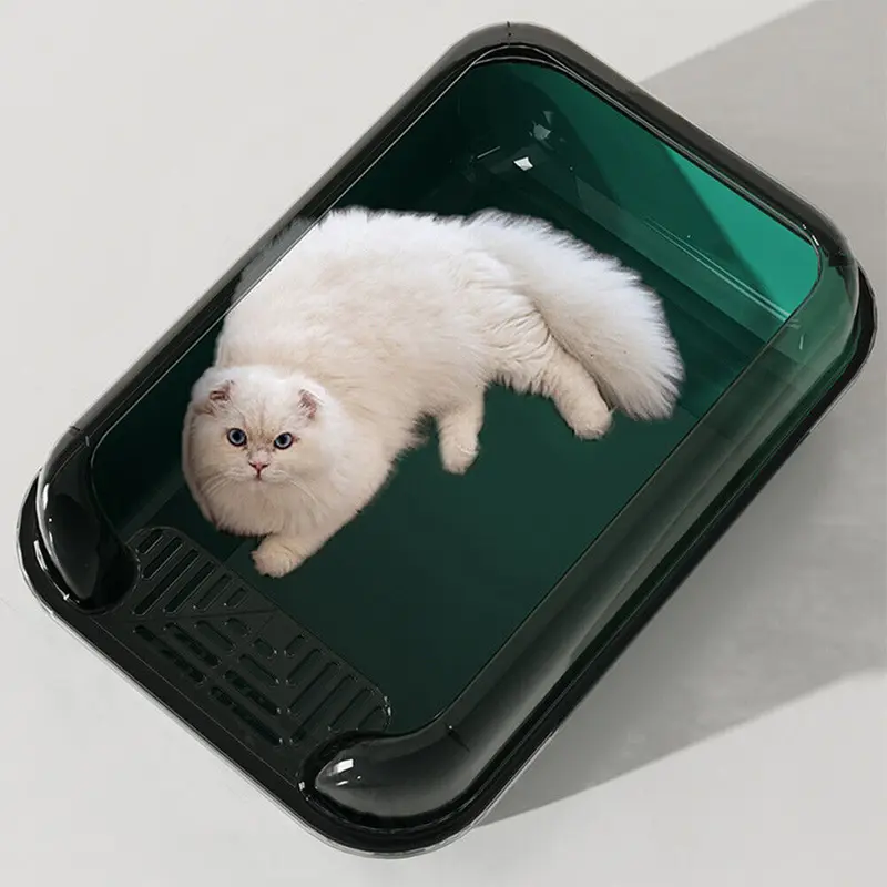 Large Cat Litter Tray Box, Plastic Open Cat Litter Box with Raised Rims and Detachable Rim, Litter Tray with Free Scoop, 50*34.5*17cm litter  box litter  tray 5