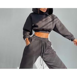 Autumn Women's Hooded Waist-Cinching Short Sweatshirt Casual Solid Color Drawstring Sports Set, Fashion Solid Color Set for Women Clothes Womenswear travel  fit spotlight  clothes 2  pcs two    outfit