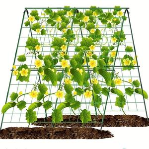 Plant Support Cage with Trellis Net, 1 Set Adjustable 48 Inch Foldable Cucumber Trellis Kit, Suitable for Climbing Plants, Garden Stakes, Connecting Pipes