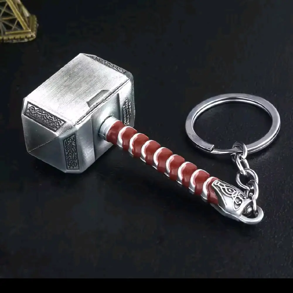 Thor Hammer Metal Keychain - Movie Key Ring for Fans - Bag Ornament Car Pendant Gift