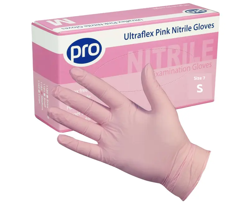 Pro Ultraflex Pink Nitrile Gloves (100) Small 0