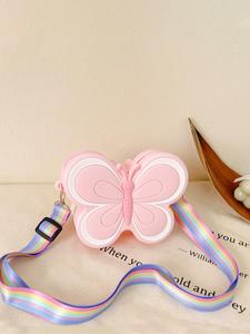 Cute Butterfly Shaped Design Silicone Kids Crossbody Bag,  Cute Shoulder Bag, Girls Travel Bag with Colorful Adjustable Strap, All-match Commuter Bag for Daily Used, Daily Clothing Decor, Handbags for Kids