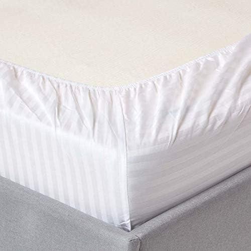 White Stripe Fitted Sheet King Size – Soft Polycotton Satin Stripe, Breathable & Wrinkle-Free Bed Sheet, Hotel Quality Bedding 3