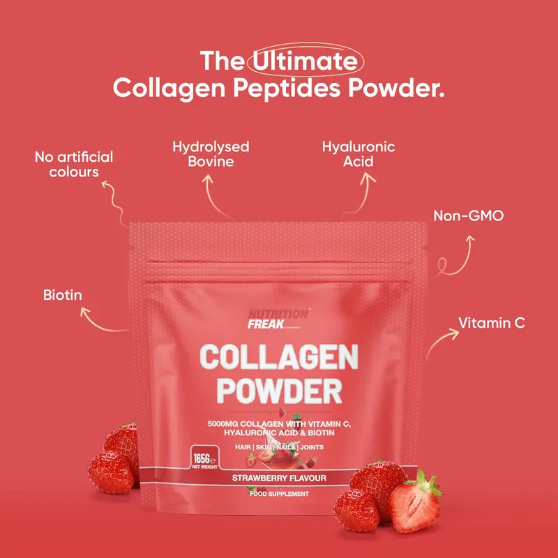 Collagen Peptides Powder, 5000mg Hydrolysed Bovine, with Vitamin C and Biotin, 165g, 30 Servings (165g, Strawberry) 3
