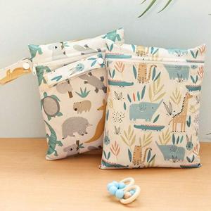 Cartoon Animal Pattern Diaper Bag Set, 3 Counts/set Waterproof Diaper Bag & Cosmetic Bag & Makeup Bag, Travel Essentials for Baby Boys & Girls, Multifunctional Diaper Bag