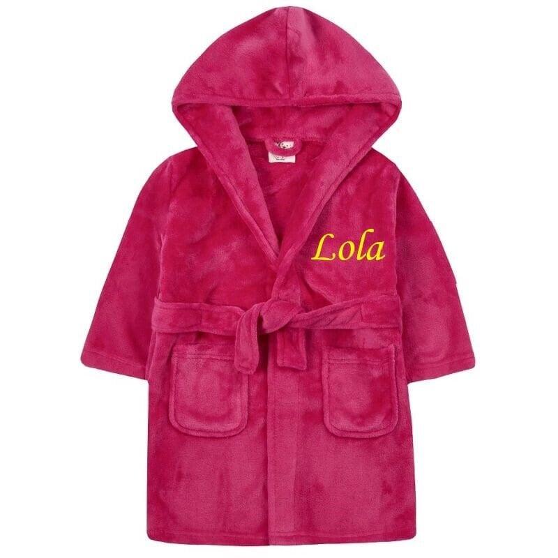 Personalised Girls Bath Robe 2-6 Years Embroidered Girls Dressing Gown Hooded Housecoat Hooded Childrens Dressing Gown Towel 2-6years Custom 1