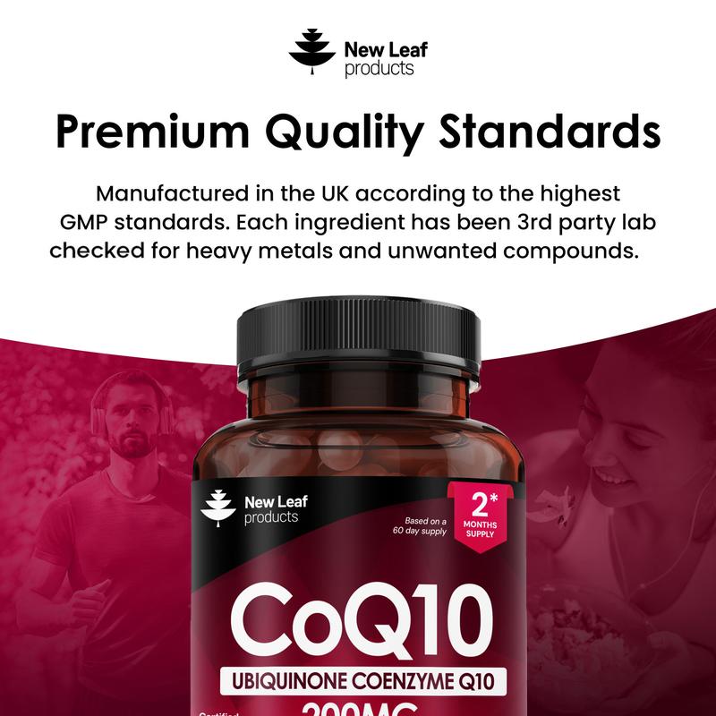 CoQ10 Supplement - Co Enzyme CQ10 High Strength 200mg Vegan Ubiquinone Coenzyme Q10 Capsules 4