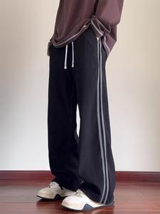 Men's Side Stripe Pants, Loose Casual Comfy Straight Leg Trousers for Spring & Fall, Fashion Men's Bottoms for Daily Wear