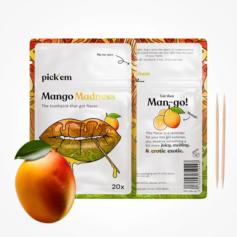4-PACK ULTIMATE FLAVOR KICK Toothpicks - Watermelon, Peach, Cola, Mango - 4 x 20 Pieces for only £13.49 - pick'em 3