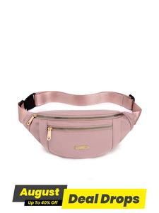 Women's Solid Color Fanny Pack, Casual Sporty Zipper Chest Bag, Minimalist Belt Bag for Workout Training Running