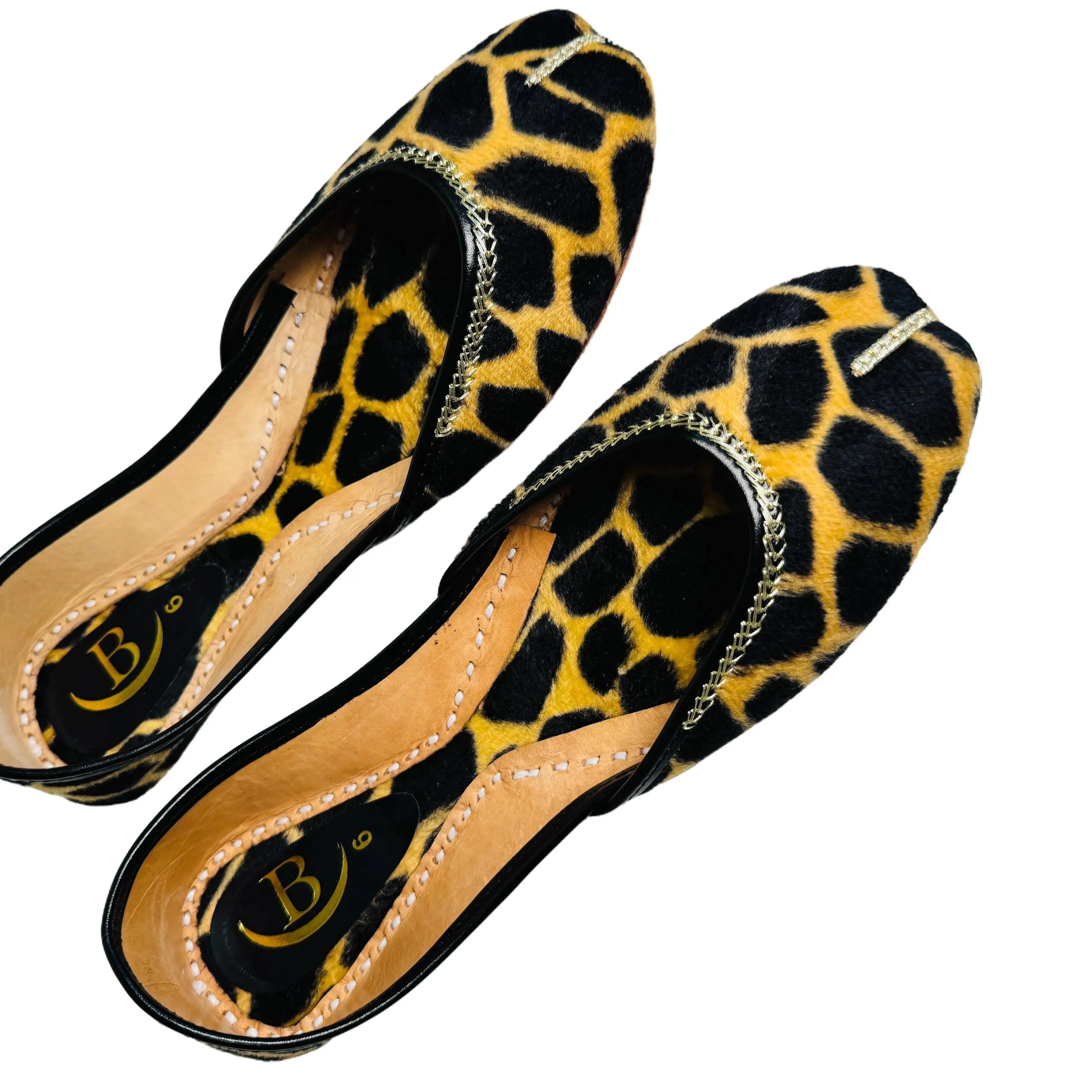 Bisma Luxury Khussa /Mojri Indian Punjabi Jutti, Wedding Party Style Stylish Elegant Foootwear Handmade Giraffe print (B32)