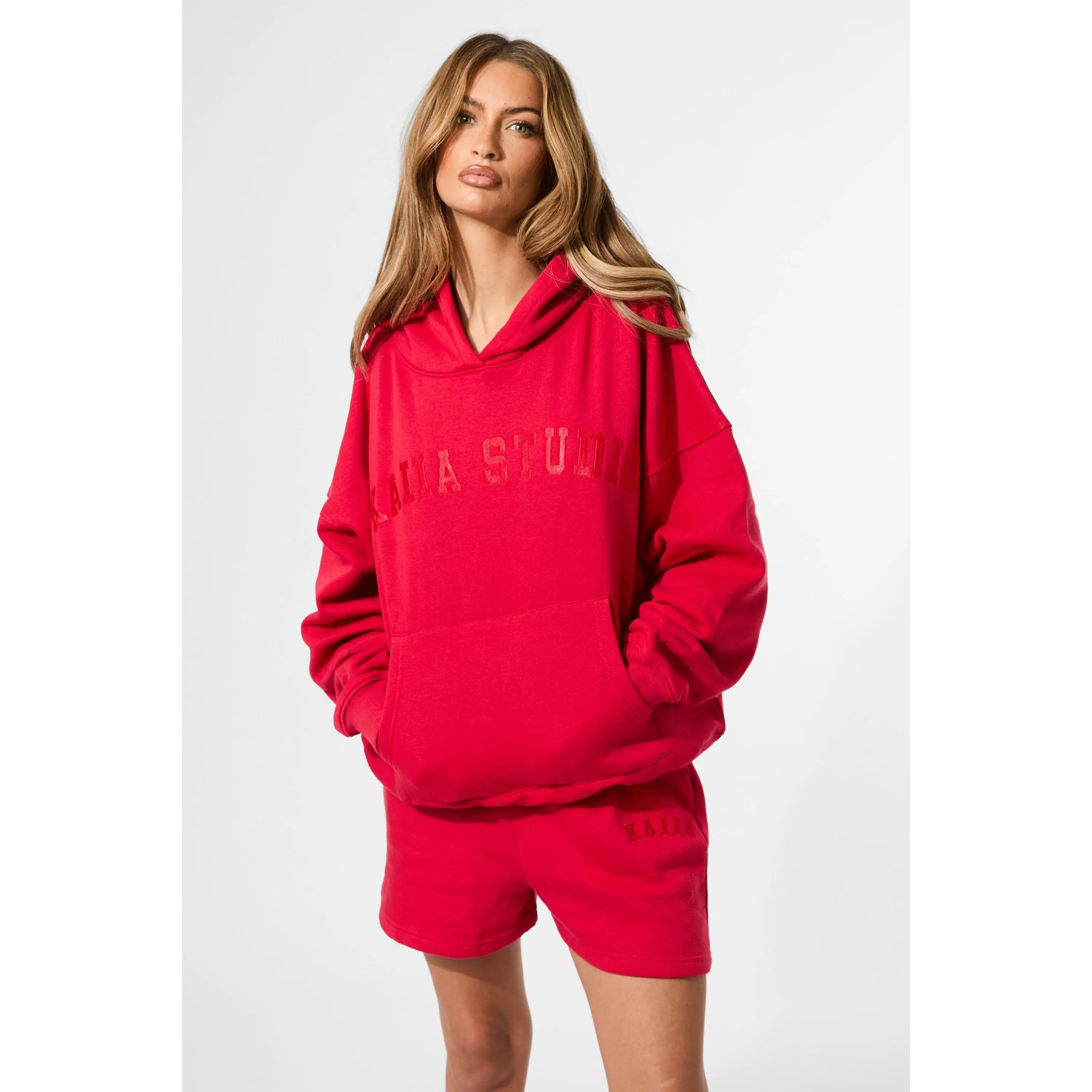 Kaiia Logo Sweat Shorts Red