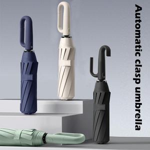 Automatic Folding Umbrella, 1 Count Portable Lightweight Windproof Rainproof Umbrella with Handle, Windproof Waterproof Umbrella, Multifunctional Umbrella for Outdoor Adventure & Travel, Wind Resistant Umbrella