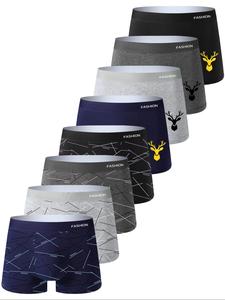 Men's Graphic Print Boxer Briefs, Breathable Comfortable Underwear for Daily Wear, Casual Men's Underwear for All Seasons