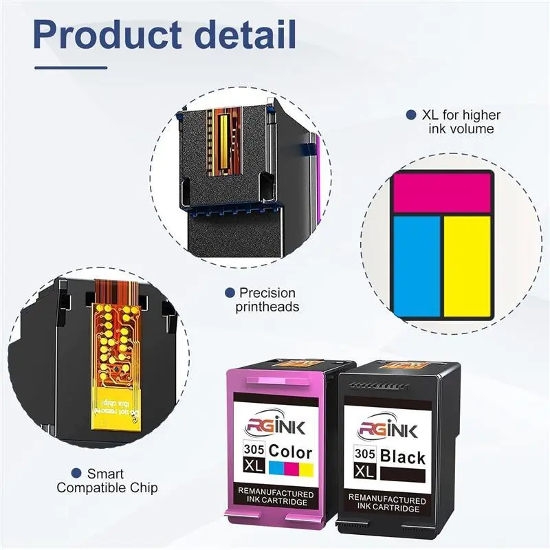 305 Ink Cartridges Black and Colour, 305 XL Ink Cartridges Replacement for HP DeskJet 2700 2710 2720 2722 2800 2810e 2820 Plus 4100 4120 4130 Envy 6000 6010 6020 6030 6032 Pro 6400 6430 6432 0