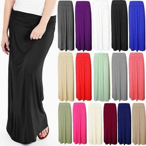 Findfashion Women's High Waist Fold Over Casual Wear Maxi Skirt For Ladies