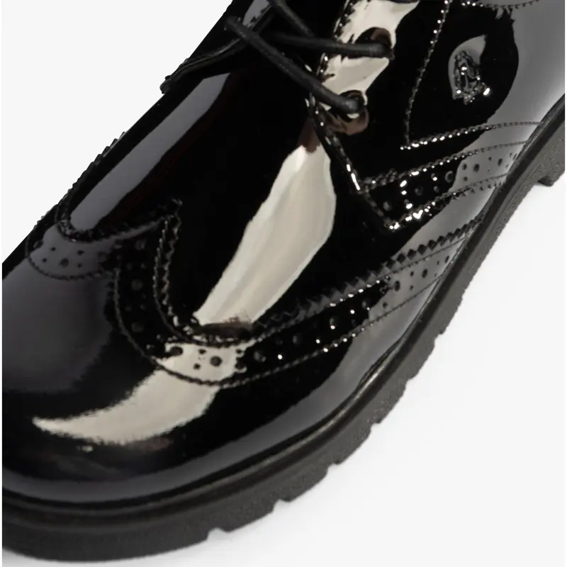 Hush Puppies SALLY Girls Leather School Shoes Black Patent School 3