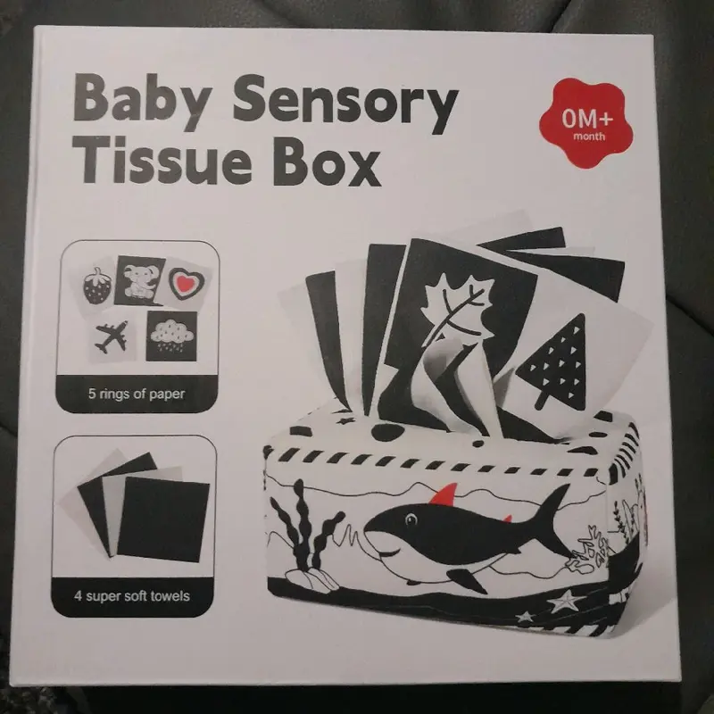 Baby Sensory Tissue Box for Sensory Development - Soft and Gentle Materials 4