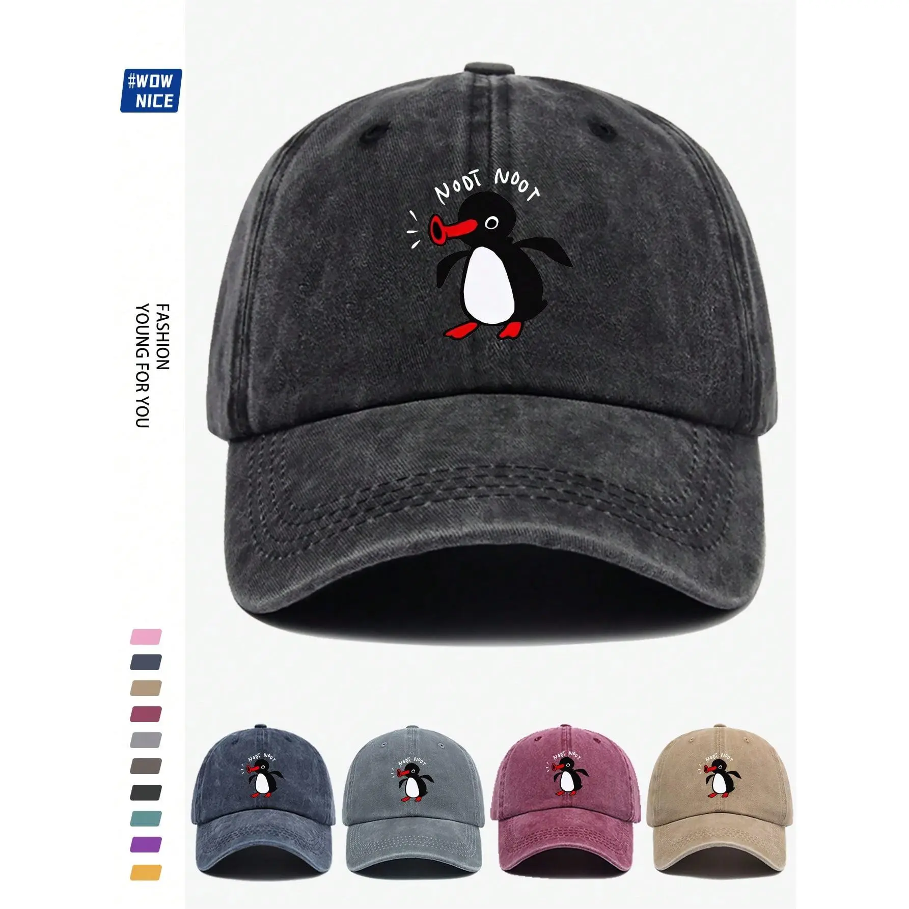 NOOT Baseball Cap, Unisex Funny Pingu Pinga Penguin TV Curved Brim Hat, For Commuting & Leisure, Adjustable, Fashion Sun Hat For Men And Women, Great Accessory And Gift For Women In Autumn & Winter Halloween