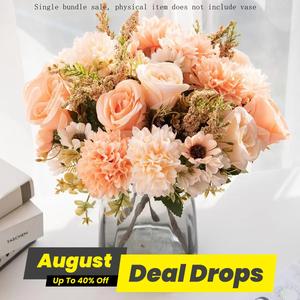 Artificial Vintage Flower Design Decoration, Faux Rose & Peony Bouquet, Decorative Dahlia Flowers, DIY Fake Flowers, Fake Silk Flowers, Artificial Mixed Flower, Artificial Bouquets, Artificial Fake Plants Decoration Items Gifts