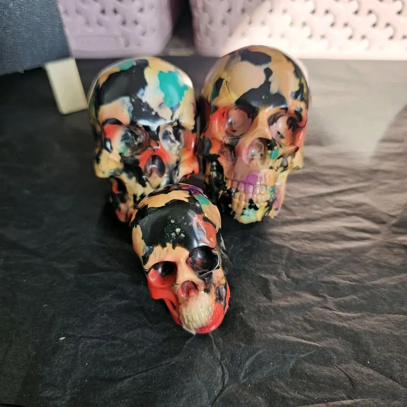 Multicoloured Skull Home Decor Recycled Fillament - Festive Ornaments 0