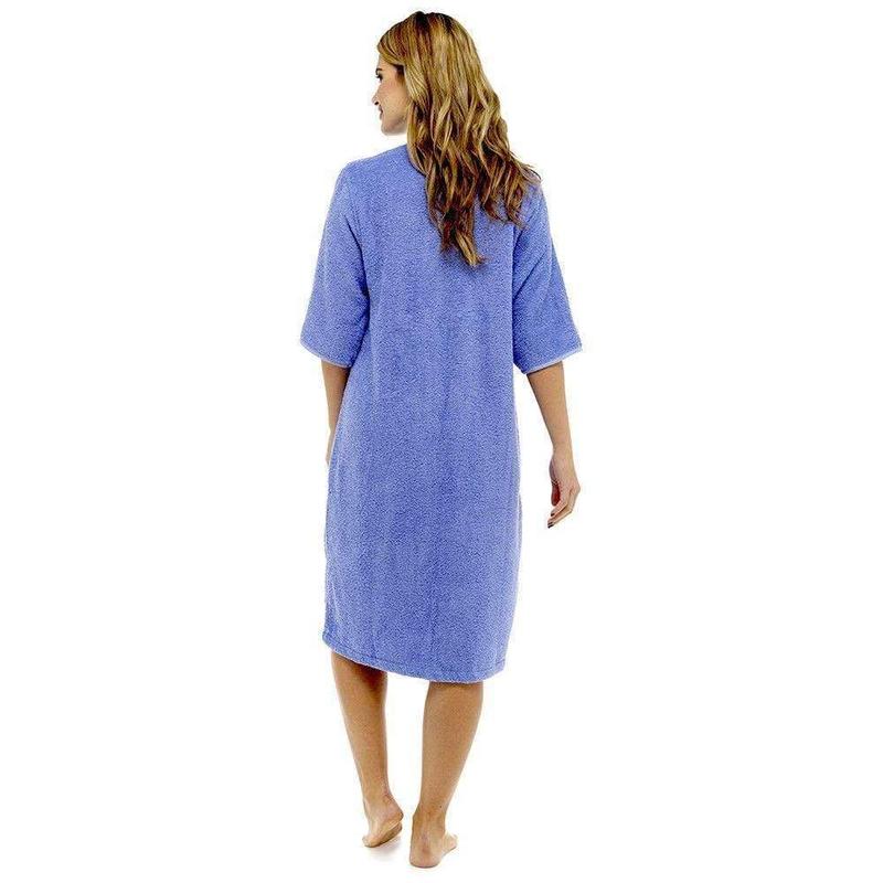 Women's Soft Fluffy Terry Towelling Zip Through Bathrobe 100 Percent Cotton Ultra Absorbent Post-Bath Lounge Wear UK Sizes 8-22 by Daisy Dreamer 3