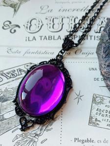 Women's Punk Style Pendant Necklace, Trendy Artificial Gemstone Decor Pendant Necklace, Chic Gothic Jewelry for Party Decor