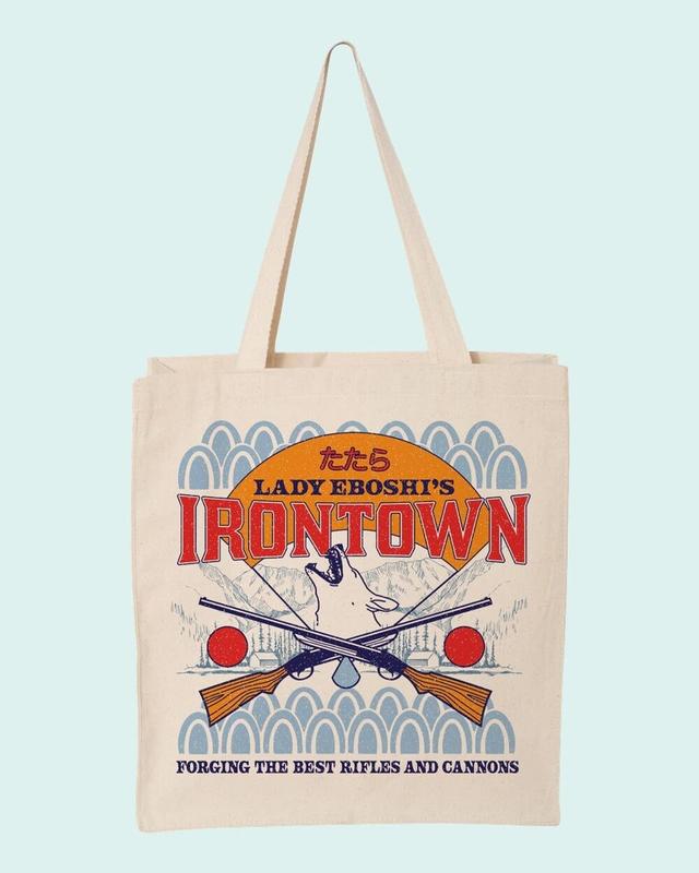 Iron Town Tote Bag, 14'' Wide Gusseted Shopping Bag, Studio Anime Tote Bag 1
