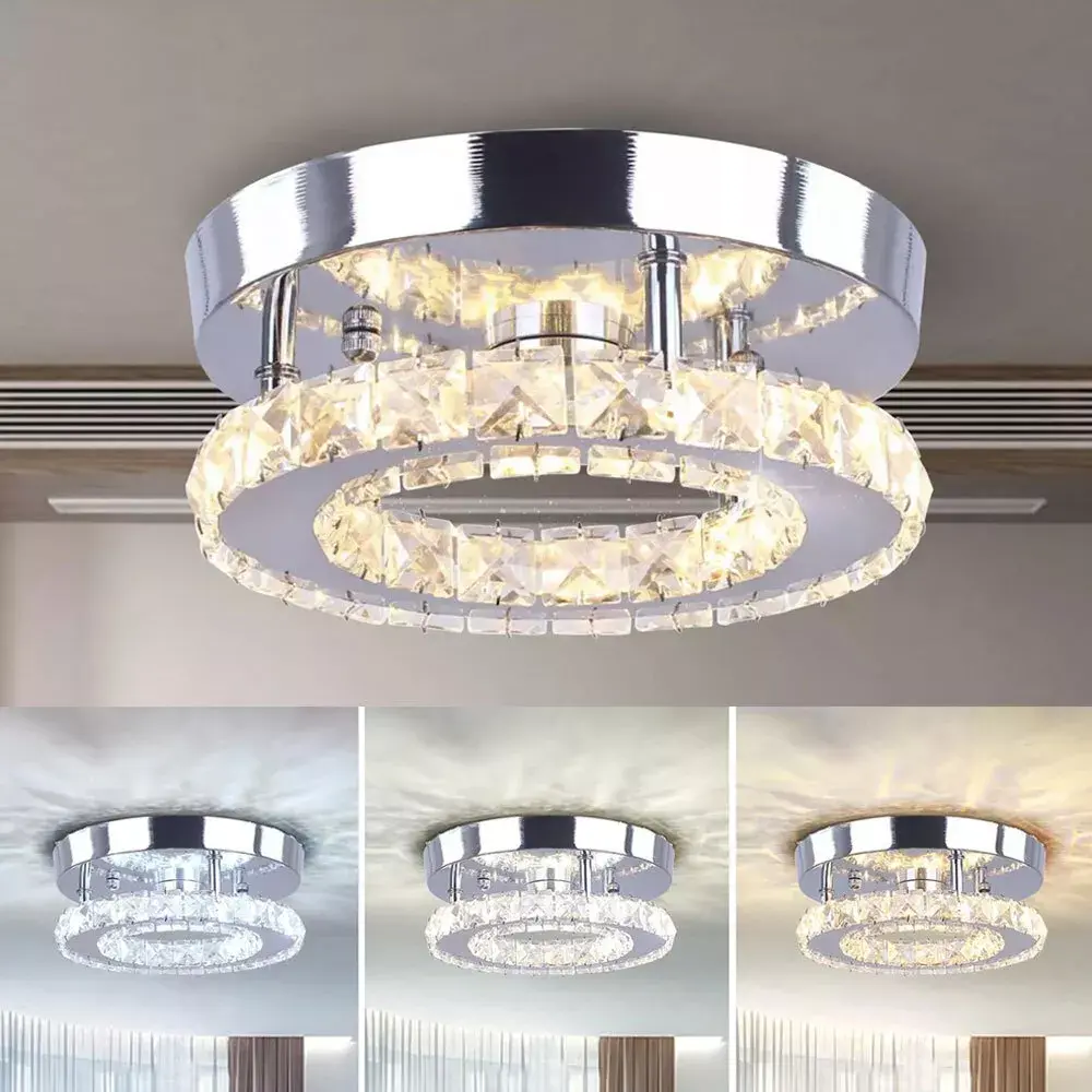 Modern LED Crystal Ceiling Light Chandelier Living Room Hallway Pendant Lamp