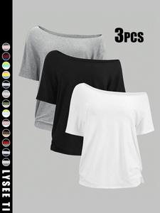 women's solid color loose tee, casual basic short sleeve t-shirt for daily wear, ladies minimalist clothes for all seasons, t-shirts for women, shortsleeve womenswear, summer tshirt, streetwear