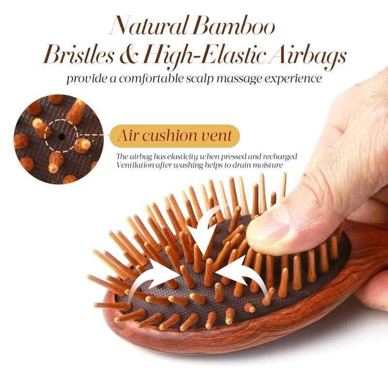 Natural Wooden Hair Brush, Sandalwood Air Cushion Combs for Scalp Massage Anti-static, No Hair Tangle Oval 2